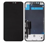 Дисплей для iPhone 11, черный, с рамкой, Copy, с пластиками камеры и датчика приближения, (TFT), YOUDA