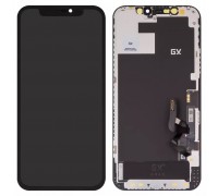 Дисплей для iPhone 12, iPhone 12 Pro, черный, с рамкой, (AMOLED), GX OEM soft