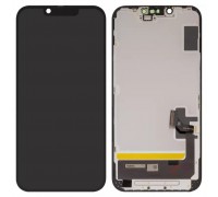 Дисплей для iPhone 14, черный, с рамкой, High Copy (OLED), OEM soft