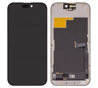 Дисплей для iPhone 15 Pro, чорний, з рамкою, High Copy (OLED), YK OEM hard