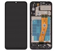 Дисплей для Samsung A042 Galaxy A04e, черный, с рамкой, Оригинал (переклеено стекло)