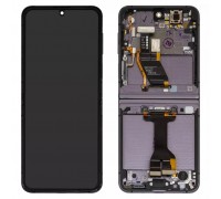 Дисплей для Samsung F731 Galaxy Z Flip5, чорний, з рамкою, Оригінал (переклеєне скло)