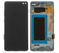 Дисплей для Samsung G975 Galaxy S10 Plus, сріблястий, з рамкою, Оригінал (переклеєне скло), prism silver