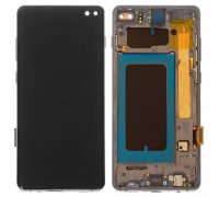 Дисплей для Samsung G975 Galaxy S10 Plus, чорний, з рамкою, Оригінал (переклеєне скло)