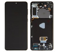 Дисплей для Samsung G996 Galaxy S21 Plus 5G, чорний, з рамкою, Original, сервісна упаковка, phantom black, #GH82-24554A/GH82-24553A/GH82-27268A/GH82-27267A