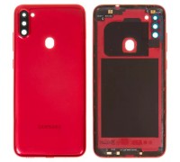 Задня панель корпусу для Samsung A115 Galaxy A11, червона + скло камери