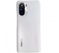 Задняя панель корпуса для Xiaomi Poco F3, Redmi K40, белая (Marctic White) + стекло камеры, Лого Poco