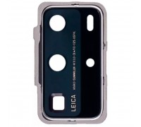 Стекло камеры для Huawei P40 Pro, серебристое, с рамкой