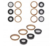 Скло камери для iPhone 11 Pro Max, золотисте, з рамкою, комплект 6 шт., matte gold