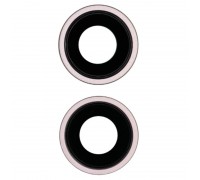 Скло камери для iPhone 15, iPhone 15 Plus, рожеве, з рамкою, комплект 2 шт.