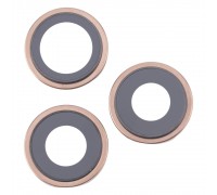 Скло камери для iPhone 16 Pro, 16 Pro Max, золотисте, з рамкою, комплект 3 шт.