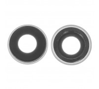 Скло камери для iPhone XR, біле, з рамкою