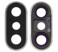 Стекло камеры для iPhone XS, белое, с рамкой