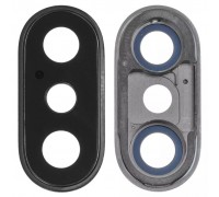 Стекло камеры для iPhone XS, черное, с рамкой