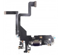 Шлейф для iPhone 14 Pro, конектора зарядки, фіолетовий, з мікрофоном, з компонентами, Original (PRC), deep purple