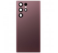 Задня панель корпусу для Samsung S908B Galaxy S22 Ultra 5G, бордова (Burgundy) + скло камери