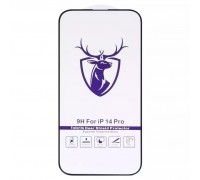 Защитное стекло ASP для Apple iPhone 14 Pro, совместимо с чехлом, Full Glue, черный, HD deer