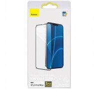 Защитное стекло для Apple iPhone 13 Pro Max, iPhone 14 Plus, 0.23mm, Curved Glass Crack-resistant Edges, Full-Screen, Full-Glass Tempered Glass Film, Anti-Explosion, Breakage-Prof, Baseus (SGQP020201), черный, компл. 2шт.