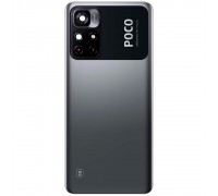 Задня панель корпусу для Xiaomi Poco M4 Pro 5G, чорна (Power Black) + скло камери  