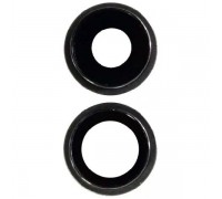 Стекло камеры для iPhone 11, черное, с кольцом, комплект 2 шт.