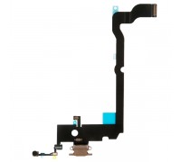 Шлейф для iPhone XS Max, конектора зарядки, золотавий, з мікрофоном, Original (PRC), з розбирання