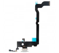 Шлейф для iPhone XS Max, конектора зарядки, білий, з мікрофоном, Original (PRC), з розбирання