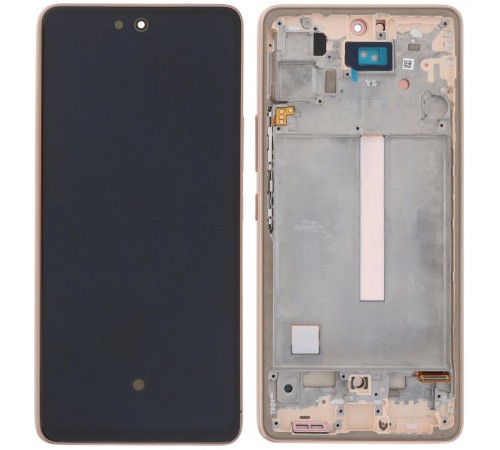 Дисплей для Samsung A536 Galaxy A53 5G, золотистый (Peach), с рамкой, High Copy (OLED)