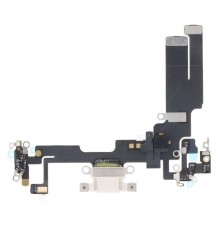 Шлейф для iPhone 14, коннектора зарядки, белый, с микрофоном, с компонентами, Original (PRC)