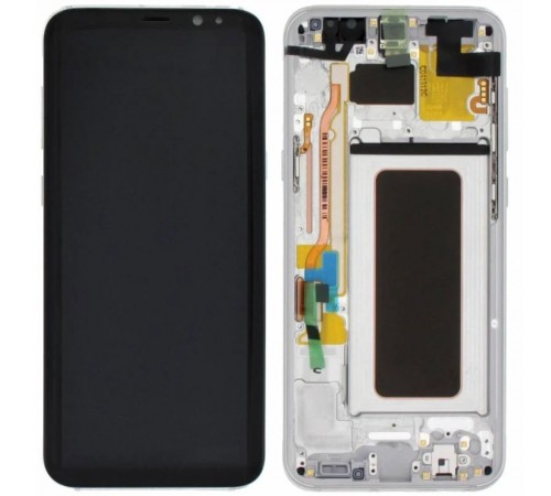 Дисплей для Samsung G950 Galaxy S8, серебристый (Arctic Silver), с рамкой, High Copy (OLED), широкая рамка