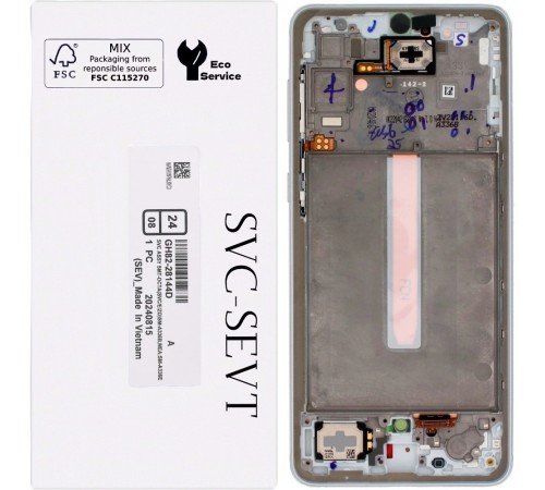 Дисплей для Samsung A336 Galaxy A33 5G, сріблястий (White), з рамкою, Original (PRC)