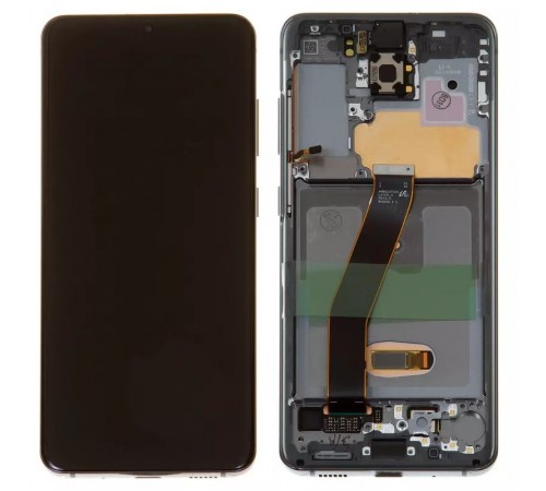 Дисплей для Samsung G980 Galaxy S20, G981 Galaxy S20 5G, серый, с рамкой, Original, сервисная упаковка, cosmic grey, #GH82-22131A/GH82-22123A