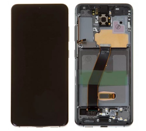 Дисплей для Samsung G980 Galaxy S20, G981 Galaxy S20 5G, сірий, з рамкою, Original, сервісна упаковка, cosmic grey, #GH82-22131A/GH82-22123A