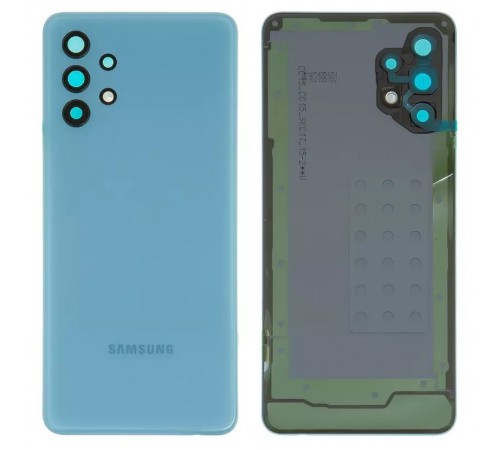 Задняя панель корпуса для Samsung A325 Galaxy A32, синяя (Awesome Blue) + стекло камеры