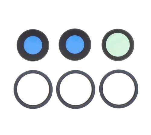 Скло камери для iPhone 15 Pro Max, синє, з рамкою, комплект 3 шт.