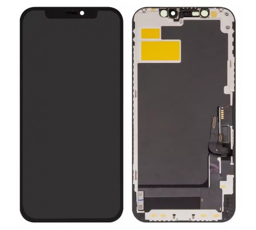 Дисплей для iPhone 12, iPhone 12 Pro, черный, с рамкой, High Copy, без микросхемы, (OLED), XY OEM soft