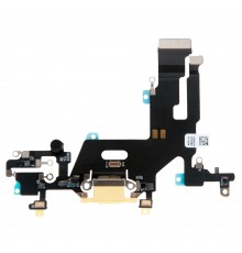 Шлейф для iPhone 11, коннектора наушников, коннектора зарядки, желтый, с микрофоном, Original (PRC)