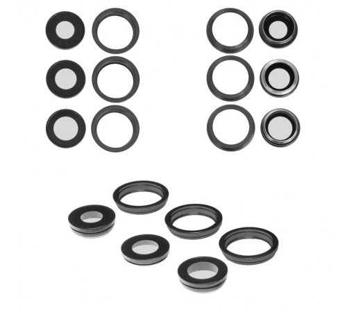 Скло камери для iPhone 12 Pro Max, чорне, з рамкою, комплект 3 шт.