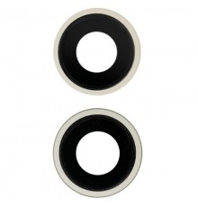 Стекло камеры для iPhone 15, iPhone 15 Plus, желтое, с рамкой, комплект 2 шт.