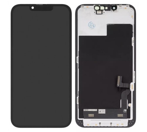 Дисплей для iPhone 13, черный, с рамкой, Оригинал (переклеено стекло)