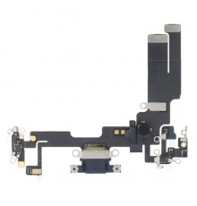 Шлейф для iPhone 14, конектора зарядки, чорний, з мікрофоном, з компонентами, Original (PRC), з розбирання