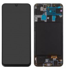 Дисплей для Samsung A205 Galaxy A20, A205F/DS Galaxy A20, M107F/DS Galaxy M10s, черный, с рамкой, Original (PRC)