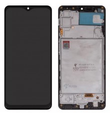 Дисплей для Samsung A225 Galaxy A22, черный, с рамкой, FLYCDI, с широким ободком, (OLED)