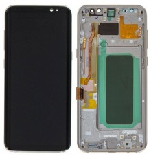 Дисплей для Samsung G950 Galaxy S8, золотистый (Maple Gold), с рамкой, High Copy (OLED), широкая рамка