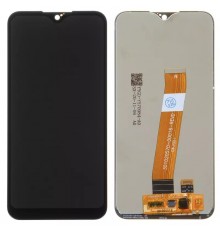 Дисплей для Samsung A015 Galaxy A01, A015M Galaxy A01, чорний, без рамки, Оригінал (переклеєне скло), з широким конектором