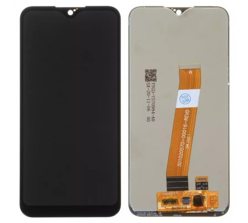 Дисплей для Samsung A015 Galaxy A01, A015M Galaxy A01, чорний, без рамки, Оригінал (переклеєне скло), з широким конектором