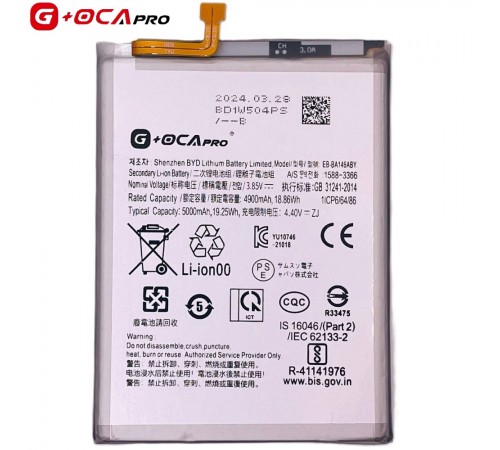 Аккумулятор G+OCA Pro EB-BA146ABY для Samsung A146B Galaxy A14 5G, Li-ion, 3,85 B, 5000 мАч Аккумулятор G+OCA Pro EB-BA146ABY для Samsung A146B Galaxy A14 5G, Li-ion, 3,85 B, 5000 мАч