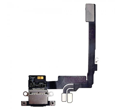 Шлейф для iPhone 15, коннектора зарядки, черный, с микрофоном, Original (PRC), с разборки