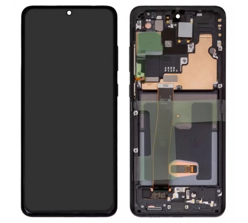 Дисплей для Samsung G988 Galaxy S20 Ultra, черный, с рамкой, Original, сервисная упаковка, cosmic black, #GH82-22327A/GH82-22271A