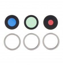 Стекло камеры для iPhone 15 Pro, белое, с рамкой, комплект 3 шт.