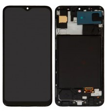 Дисплей для Samsung A307 Galaxy A30s, черный, с рамкой, High Copy original LCD size, (OLED)
